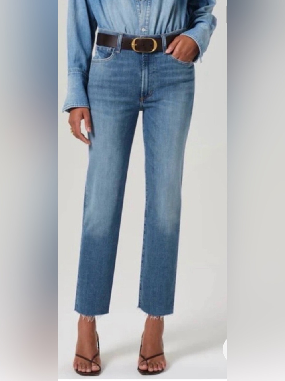 Citizens of Humanity Caia Straight Jeans 27 Raw Hem High Rise Blue